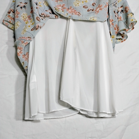 Natura Knee Length Dress Sz Medium Blue Floral Flowy Boho Cottagecore Peasant - Picture 6 of 15